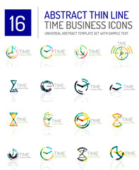 Geometric clock and time icon set