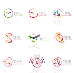 Geometric clock and time icon set