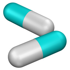 Turquoise pills. 3D rendering.