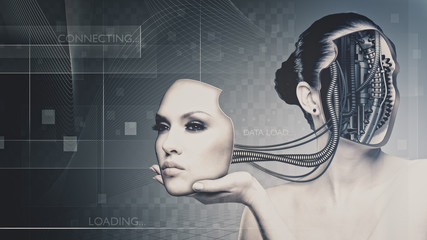Future technology and science, female portrait for your design