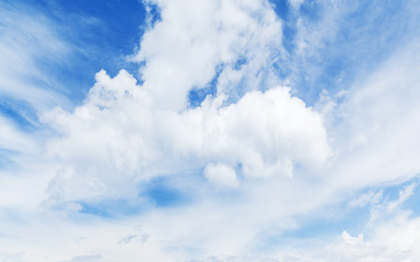 Naklejka na ściany i meble Blue sky, white clouds. Natural background