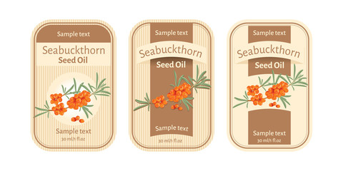 Set of labels for seabuckthorn seed oil