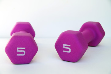 Two fuchsia hand weights