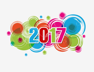 Happy new year fireworks 2017 holiday background design
