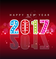 Happy new year fireworks 2017 holiday background design