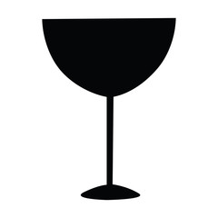 Wine glass icon hand draw silhouette isolated on white backgroun