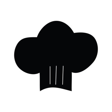 Doodle hand draw Chief hat for cooking silhouette dicon isolated