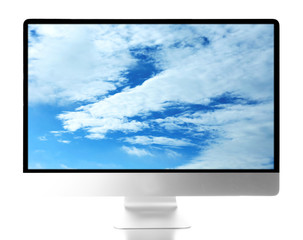 New modern computer, isolated on white. Cloud storage concept