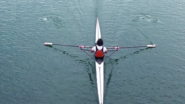 Athlete rower rowing, slow motion full HD video