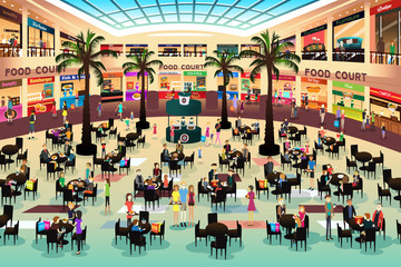People Eating in a Food Court