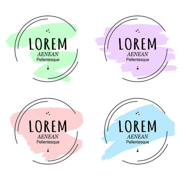 Round banners with paint stroke on white background. Vector illustration. 