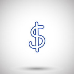 Blue line hand drawn Dollar Sign web icon