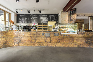 Indoor view of a modern coffee shop
