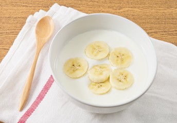 Bowl of Homemade Yoghurt with Organic Banana