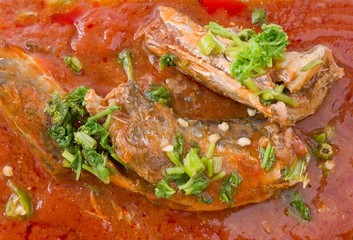 Close Up Thai Sour and Spicy Fish Canned Sardines Salad