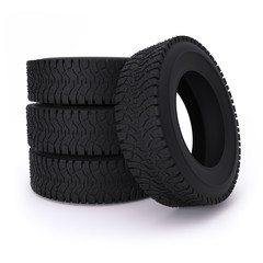 Car tire on a white background