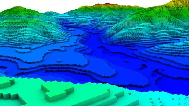 3D illustration of terrain surface structure