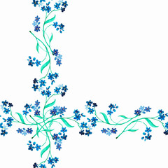 Watercolor blue flower. Seamless pattern