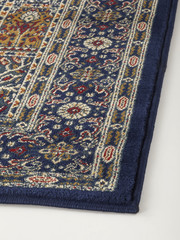Oriental rug with floral geometric abstract ornament fabric texture.