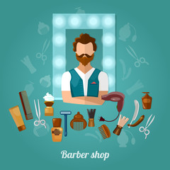 Barbers shop hairstylist hipster beard