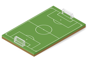 Vector football field isometric. Soccer field isometric. Sport field isometric