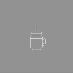 White Thin LIne Icon at Grey Background