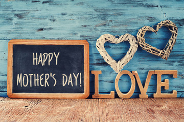 hearts, word love and text happy mothers day