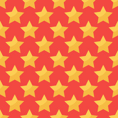 Gold stars seamless pattern red background.
