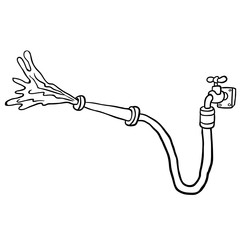 black and white faucet with garden hose