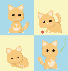 Cute cartoon cats set