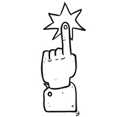 black and white freehand cartoon pointing hand