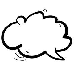 black and white freehand drawn cartoon cloud speech bubble
