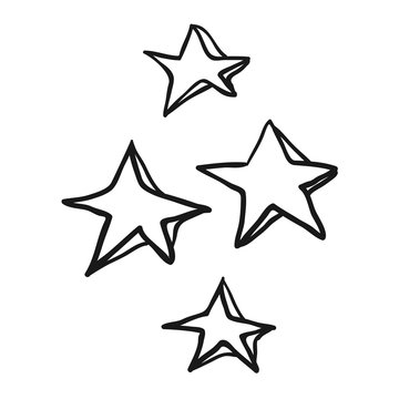 black and white freehand drawn cartoon decorative stars doodle