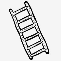 black and white freehand drawn cartoon ladder