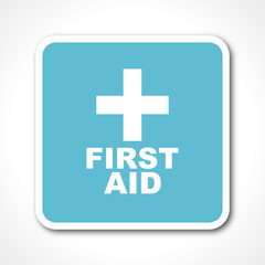Obraz premium blue flat design first aid vector icon