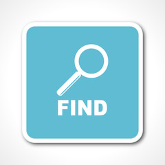 flat design find blue square web vector icon