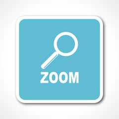 flat design zoom blue square web vector icon