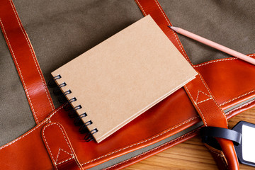 Notebook on travel bag