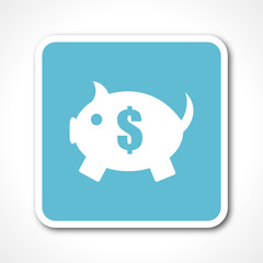 blue flat design pig vector icon