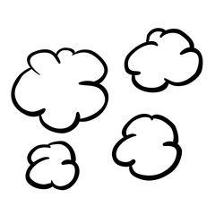 black and white freehand drawn cartoon puff of smoke