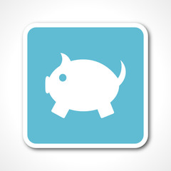 blue flat design pig vector icon