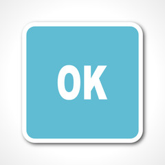 blue flat design ok vector icon