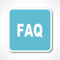 blue flat design faq vector icon