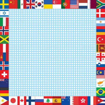 dots background with world flags frame