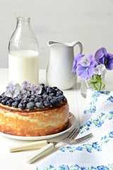 Homemade Cheesecake with blueberries