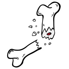 freehand drawn cartoon broken bone