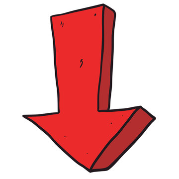 Freehand Drawn Cartoon Arrow Pointing Down