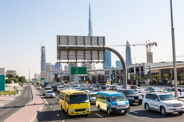Fototapeta na wymiar Traffic jam in Dubai