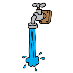 freehand drawn cartoon running faucet