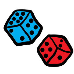 freehand drawn dices